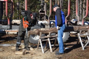 Pönttötalkoot 02.04.2016. Tässä syntyy metsurinpönttö.